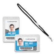Advantus Antimicrobial ID and Security Badge with Lanyard Combo Pack, Horizontal, 4.13 x 2.88, Frosted Transparent, 20/Pack (75699)