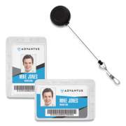 Advantus Antimicrobial ID and Security Badge with Cord-Reel Combo Pack, Horizontal, 4.13 x 2.88, Frosted Transparent, 20/Pack (76096)