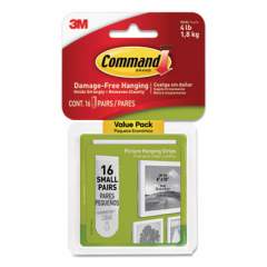 Command Picture Hanging Strips, Value Pack, Small, Removable, Holds Up to 4 lbs, 0.63 x 1.81, White, 16 Pairs/Pack (1720516ES)