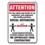 Accuform Social Distance Signs, Wall, 7 x 10, Customers and Employees Distancing, Humans/Arrows, Red/White, 10/Pack (MGNG901VPESP)