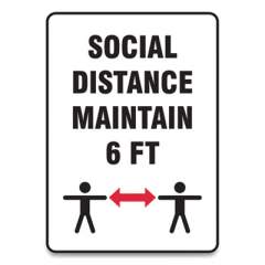 Accuform Social Distance Signs, Wall, 7 x 10, "Social Distance Maintain 6 ft", 2 Humans/Arrows, White, 10/Pack (MGNF547VPESP)