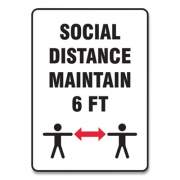 Accuform Social Distance Signs, Wall, 10 x 14, "Social Distance Maintain 6 ft", 2 Humans/Arrows, White, 10/Pack (MGNF549VPESP)