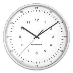 Union & Scale Essentials 12/24 Atomic Round Wall Clock, 12" Overall Diameter, Gray Case, 1 AA (Sold Separately) (24411461)
