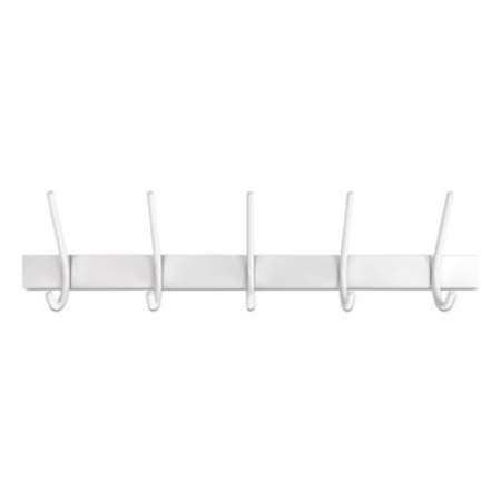Union & Scale Essentials Multihook Wall Hanger, 19.7w x 2.36d x 3.9h, White, Zinc/Wood, 5/Pack (24411237)