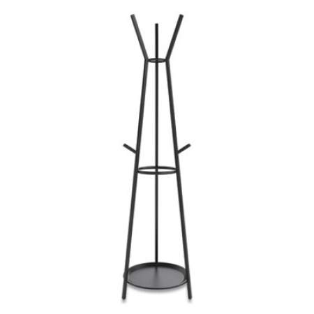 Union & Scale Essentials Coat Rack with Umbrella Stand, Six Hooks, Metal, 17.7 x 17 x 71.8, Black (24411251)