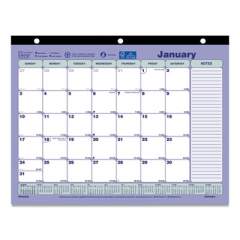 Brownline Monthly Desk Pad Calendar, 11 x 8.5, White/Blue/Green Sheets, Black Binding, Black Corners, 12-Month (Jan to Dec): 2022 (C181721)