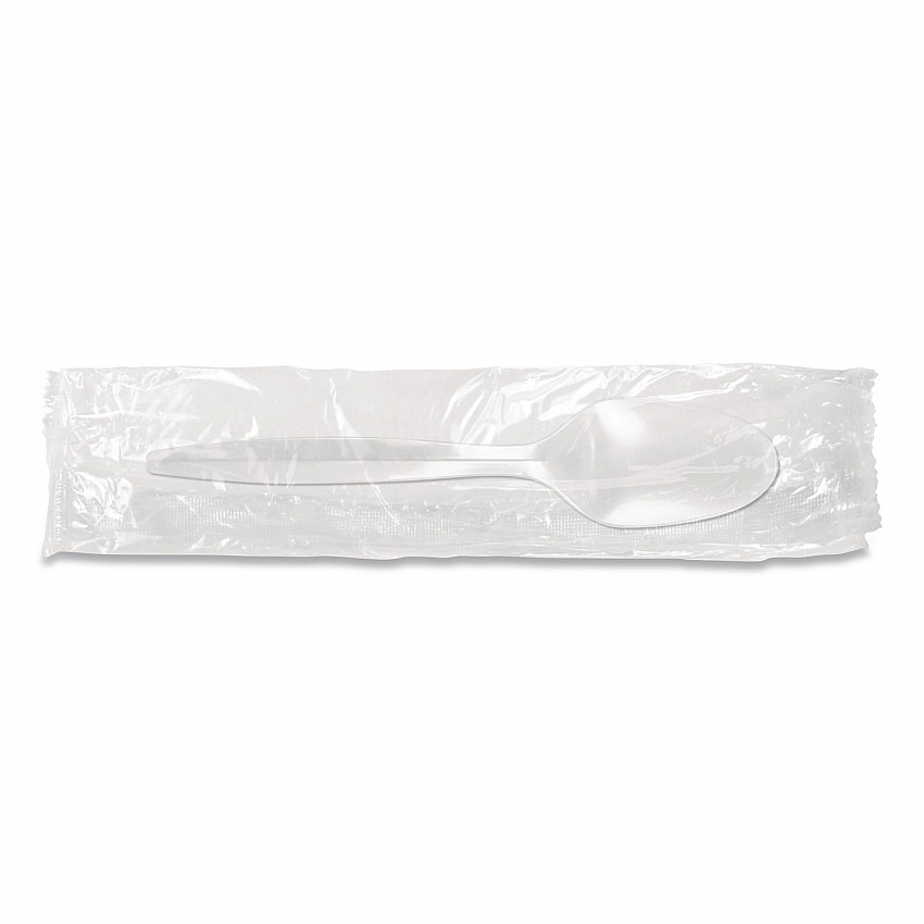 Individually Wrapped Mediumweight Cutlery, Spoon, Plastic, White, 1,000/Carton (1103000)