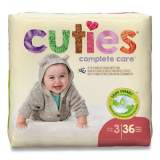Cuties Premium Jumbo Diapers, Size 3, 16 lbs to 28 lbs, 144/Carton (72923)