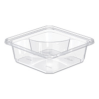 TamperGuard Snack Boxes, 2 Compartments, 6.3 x 6.3 x 2.1, Clear, Plastic, 300/Carton (SBTG2)