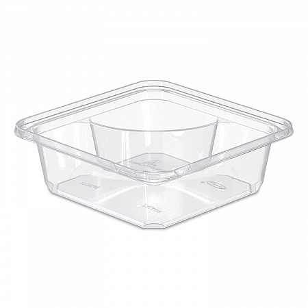 TamperGuard Snack Boxes, 2 Compartments, 6.3 x 6.3 x 2.1, Clear, Plastic, 300/Carton (SBTG2)