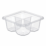 TamperGuard Snack Boxes, 4 Compartments, 6.3 x 6.3 x 2.6, Clear, Plastic, 300/Carton (SBTG4)