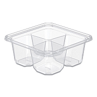 TamperGuard Snack Boxes, 4 Compartments, 6.3 x 6.3 x 2.6, Clear, Plastic, 300/Carton (SBTG4)
