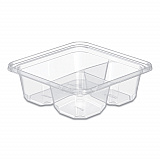 TamperGuard Snack Boxes, 3 Compartments, 6.3 x 6.3 x 2.1, Clear, Plastic, 300/Carton (SBTG3)