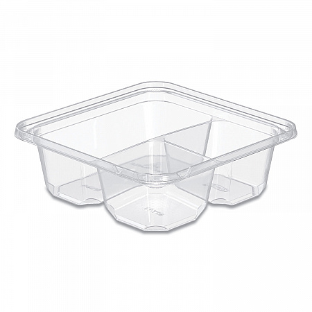 TamperGuard Snack Boxes, 3 Compartments, 6.3 x 6.3 x 2.1, Clear, Plastic, 300/Carton (SBTG3)