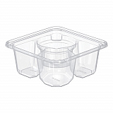 TamperGuard Snack Boxes, 3 Compartments, 6.3 x 6.3 x 2.6, Clear, Plastic, 300/Carton (SBTG3W)