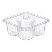 TamperGuard Snack Boxes, 3 Compartments, 6.3 x 6.3 x 2.6, Clear, Plastic, 300/Carton (SBTG3W)