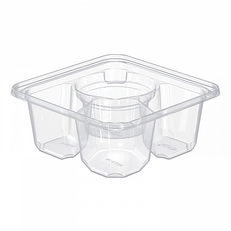 TamperGuard Snack Boxes, 3 Compartments, 6.3 x 6.3 x 2.6, Clear, Plastic, 300/Carton (SBTG3W)