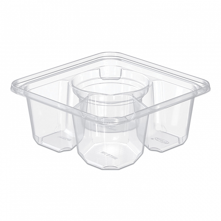 TamperGuard Snack Boxes, 3 Compartments, 6.3 x 6.3 x 2.6, Clear, Plastic, 300/Carton (SBTG3W)