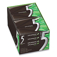 5 Gum, Spearmint Rain, 15 Sticks/Pack, 10 Packs/Box (WMW51404)