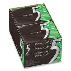 Wrigley's 5 Gum, Spearmint Rain, 15 Sticks/Pack, 10 Packs/Box (2051019)