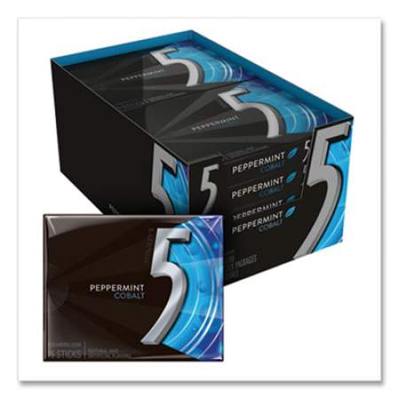 Wrigley's 5 Gum, Peppermint Cobalt, 15 Sticks/Pack, 10 Packs/Box (WMW51220)