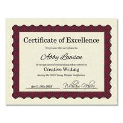 Great Papers! Metallic Border Certificates, 11 x 8.5, Ivory/Red, 100/Pack (460166)