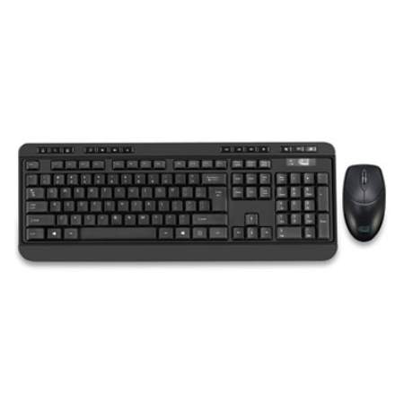 Adesso WKB-1320CB Antimicrobial Wireless Desktop Keyboard and Mouse, 2.4 GHz Frequency/30 ft Wireless Range, Black