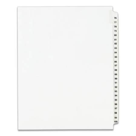 Preprinted Legal Exhibit Side Tab Index Dividers, Avery Style, 25-Tab, 76 to 100, 11 x 8.5, White, 1 Set, (1333) (01333)