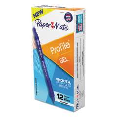 Paper Mate Profile Gel Pen, Retractable, Bold 1 mm, Blue Ink, Translucent Blue Barrel, Dozen (2102161)