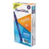 Paper Mate Profile Gel Pen, Retractable, Fine 0.5 mm, Blue Ink, Translucent Blue Barrel, Dozen (2102130)