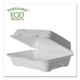 Eco-Products Vanguard Renewable and Compostable Sugarcane Clamshells, 1-Compartment, 9 x 6 x 3, White, 250/Carton (EPHC96NFA)