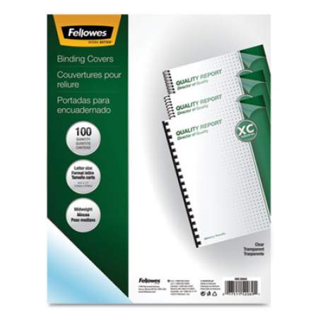 Fellowes Crystals Presentation Covers with Square Corners, 11 x 8 1/2, Clear, 100/Pack (52089)