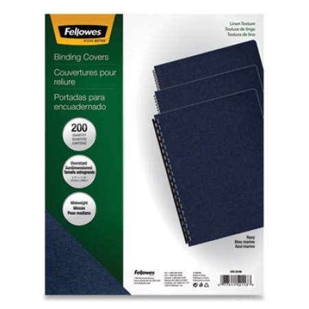 Fellowes Linen Texture Binding System Covers, 11-1/4 x 8-3/4, Navy, 200/Pack (52113)