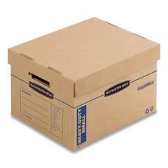 Bankers Box SmoothMove Maximum Strength Moving Boxes, Small, Half Slotted Container (HSC), 15" x 15" x 12", Brown Kraft/Blue, 8/Pack (7710201)