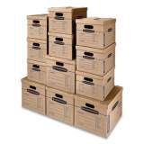 Bankers Box SmoothMove Classic Moving and Storage Boxes, Assorted Sizes, Half Slotted Container (HSC), Brown Kraft/Blue, 12/Carton (7716401)
