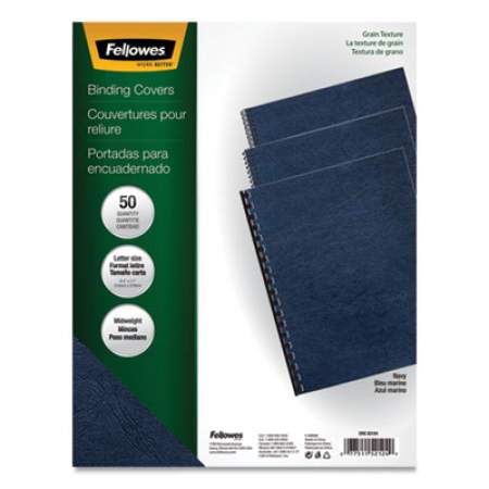Fellowes Classic Grain Texture Binding System Covers, 11 x 8.5, Navy, 50/Pack (52124)