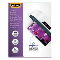 Fellowes ImageLast Laminating Pouches with UV Protection, 3 mil, 9" x 11.5", Clear, 100/Pack (52454)