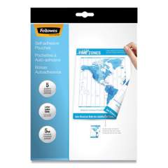 Fellowes Self-Adhesive Laminating Pouches, 5 mil, 9" x 11.5", Gloss Clear, 5/Pack (52205)