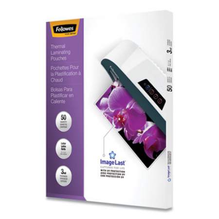 Fellowes ImageLast Laminating Pouches with UV Protection, 3 mil, 9" x 11.5", Clear, 50/Pack (52225)