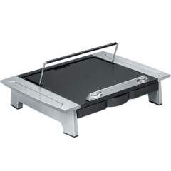 Fellowes Office Suites Monitor Riser Plus, 19.88" x 14.06" x 4" to 6.5", Black/Silver, Supports 80 lbs (8036601)