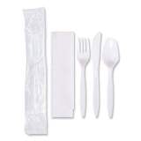 Hoffmaster Economy Cutlery Kit, Fork/Knife/Spoon/Napkin, White, 250/Carton (117799)
