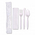 Economy Cutlery Kit, Fork/Knife/Napkin/Spoon, Plastic, White, 250/Carton (117799)
