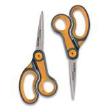Westcott Non-Stick Titanium Bonded Scissors, 8" Long, 3.25" Cut Length, Gray/Orange Straight Handles, 2/Pack (1787991)