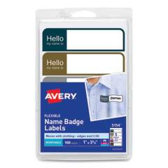 Avery Flexible Self-Adhesive Mini Name Badge Labels, 1 x 3.75, Hello, Assorted, 100/Pack (333231)