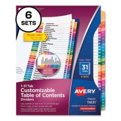 Avery Customizable Table of Contents Ready Index Multicolor Dividers, 31-Tab, 1 to 31, 11 x 8.5, 6 Sets (24401352)