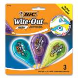 BIC Wite-Out Brand Mini Correction Tape, Non-Refillable, 0.2" x 314.4", White Tape, 3/Pack (24373270)