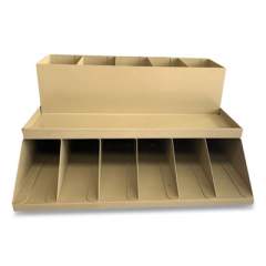 CONTROLTEK Coin Wrapper and Bill Strap Two-Tier Rack, 11 Compartments, 9.38 x 8.13 4.63, Metal, Pebble Beige (24418505)