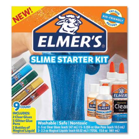 Elmer's Slime Starter Pack, Two 5 oz. School Glues, Five 0.36 oz. Glitter Glue Pens Two 2.3 oz Magical Liquid Bottles (2843060)
