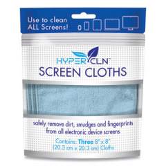 Falcon Safety Products HYPERCLN Screen Cloths, 8 x 8, Blue, 3/Pack (24411736)
