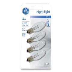 GE Incandescent C7 Night Light Bulb, 4 W, Clear, 4/Pack (450794)